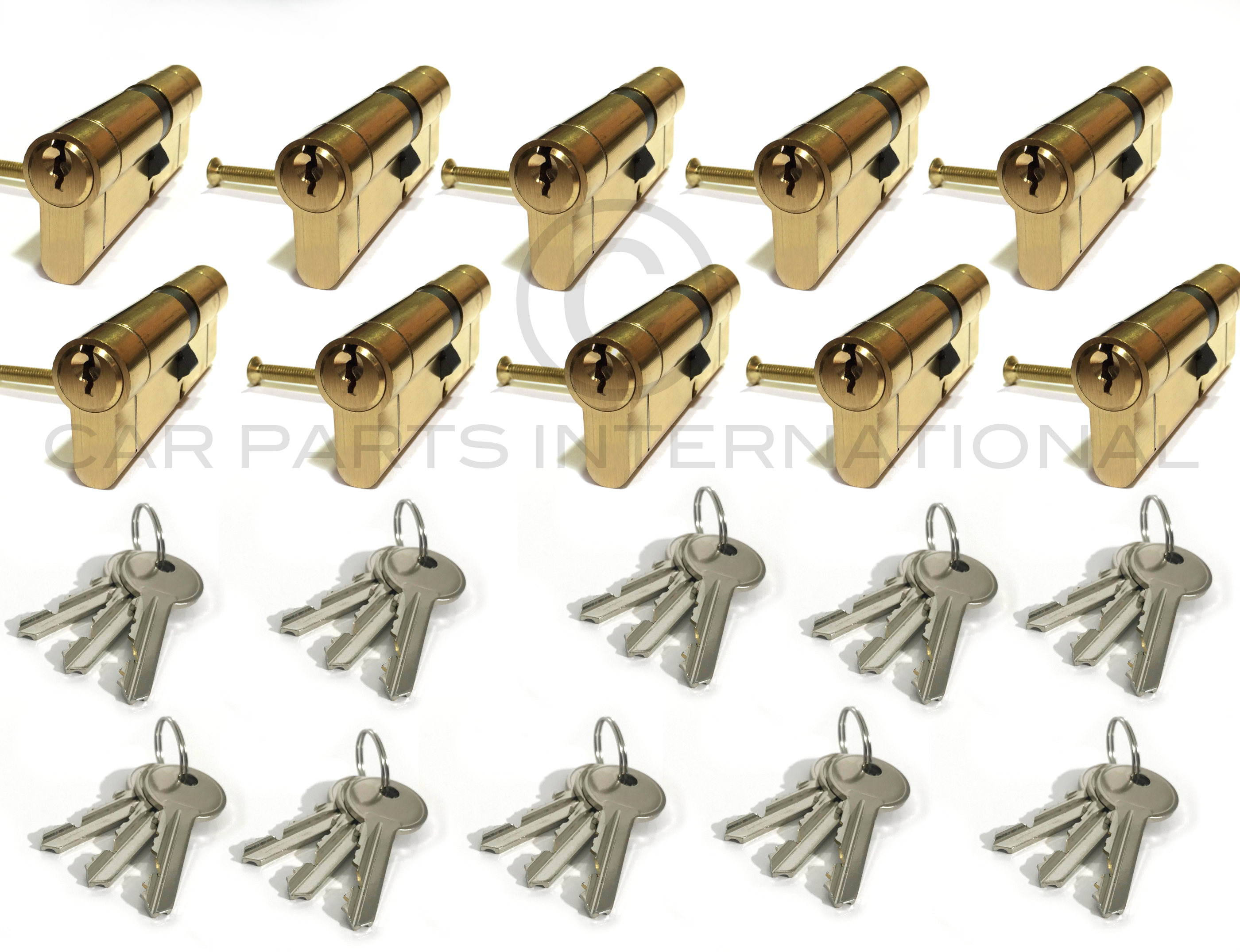 High Security Euro Door Lock 45/55 BRASS Finish 110 Locks Keyed Alike